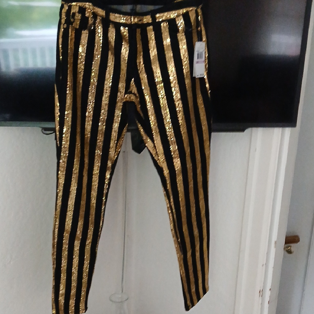 Michael Kors Gold and Black Skinny Jeans - Picture 4 of 8